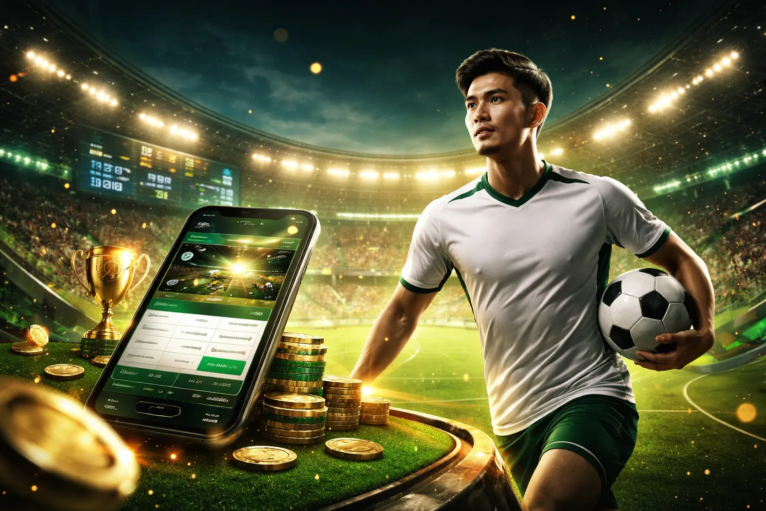 Sân vận động bóng đá sôi động, cá cược thể thao đỉnh cao tại slot88